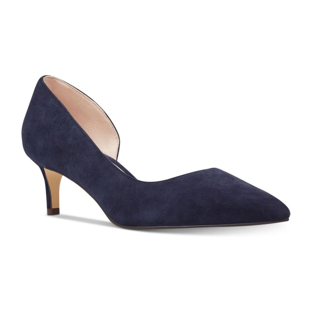 Dark Navy Point Toe kitten heel